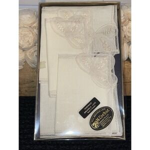 Vintage Handmade REAL BRUSSEL'S LACE Women's Handkerchief‎ Box Of 6
